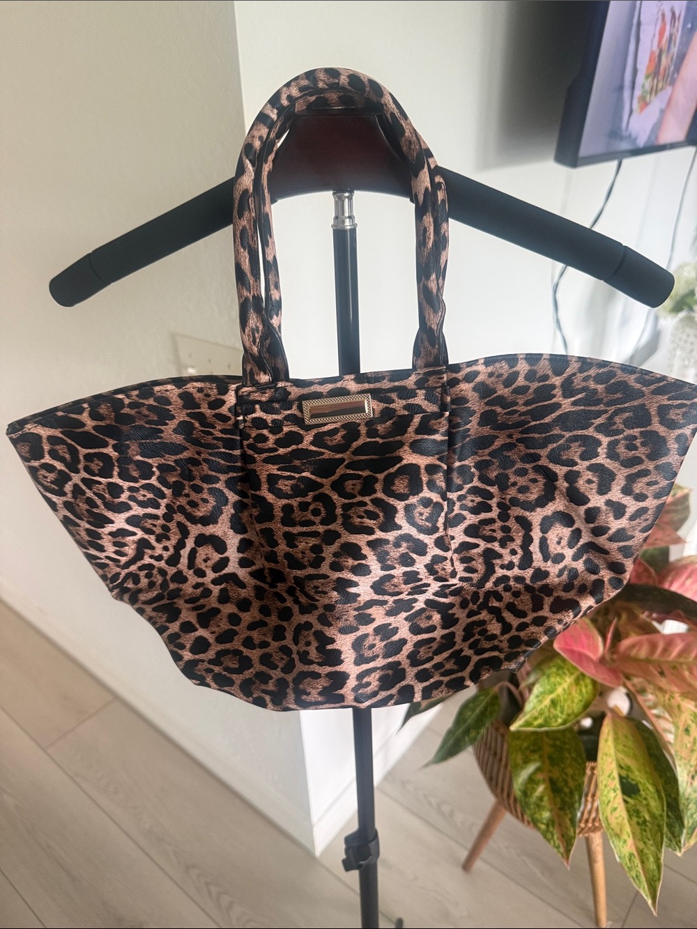 Leopard Print Tote Bag in Brown/Black
